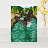 イーグル飛んでいるオーバーザマウンテンズ誕生日 カード (黄色い花)