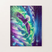 イーグル飛んでいるオーバーマウンテンレイクノーザンライト ジグソーパズル (縦)