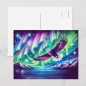 イーグル飛んでいるオーバーマウンテンレイクノーザンライト ポストカード (正面/裏面)