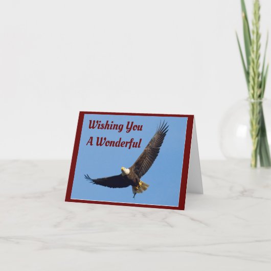 イーグル飛んでいる7月4日ホリデーカード シーズンカード (正面)