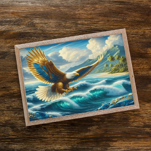 イーグル飛んでいる・オーバー・海 ポスター