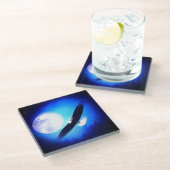 イーグル飛んでいる&ムーン ガラスコースター (アングル)