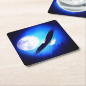 イーグル飛んでいる&ムーン スクエアペーパーコースター (アングル)