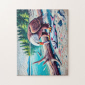 イーグル食べーの魚アットリバーバンクパステルチョークの引き出し ジグソーパズル (縦)