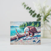 イーグル食べーの魚アットリバーバンクパステルチョークの引き出し ポストカード (スタンド正面)