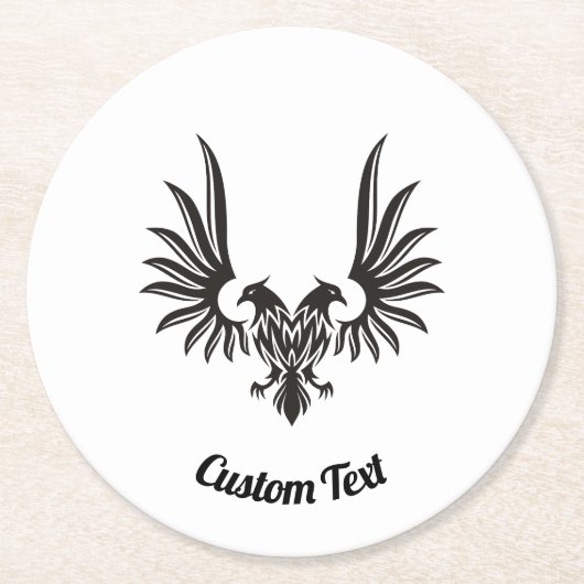 イーグル2頭付き紙コースター ラウンドペーパーコースター (正面)