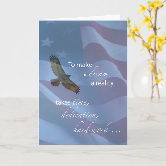 イーグル・アメリカン・フラッグを使ったサービス・プロジェクトに感謝 カード (黄色い花)