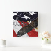 イーグル・アメリカ国旗 スクエア壁時計 (ホーム)