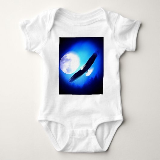 イーグル・イン・フライト&満月 ベビーボディスーツ (正面)