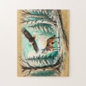 イーグル&ウルフインザフォレストパステルチョークスケッチ ジグソーパズル (縦)