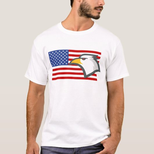 イーグル・オン・アメリカ国旗 Tシャツ (正面)