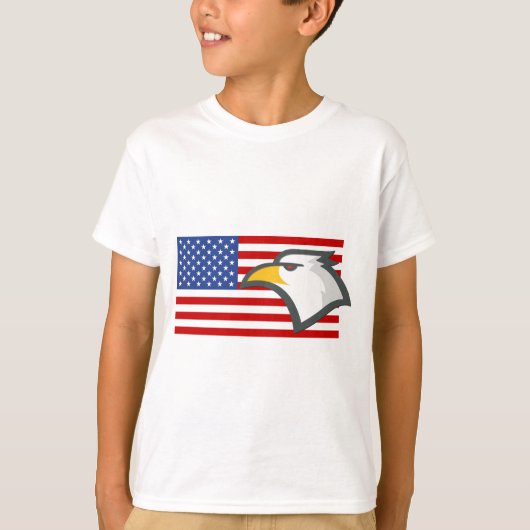イーグル・オン・アメリカ国旗 Tシャツ (正面)