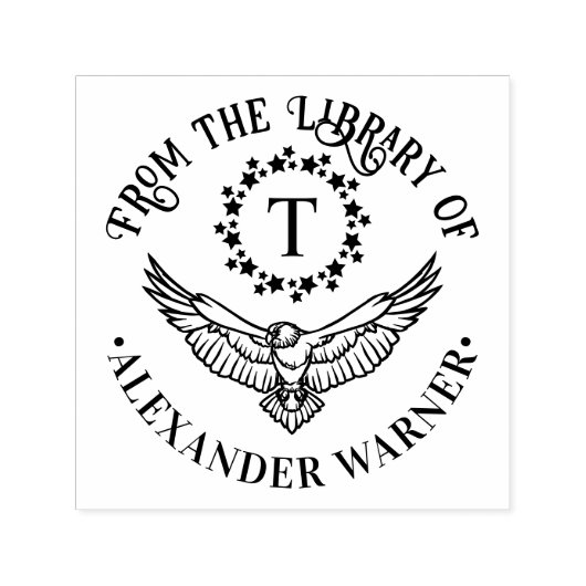 イーグル シングルイニシャル スター 輪郭 ライブラリー 本の名前 セルフインキングスタンプ (デザイン)