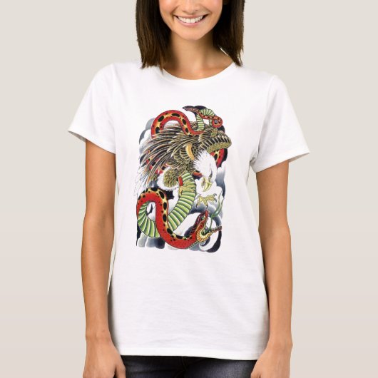イーグル＆スネークタトゥーデザイン Tシャツ (正面)