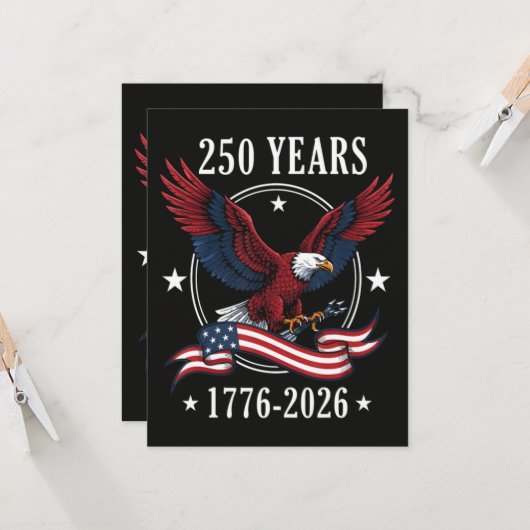 イーグル＆フラッグ250周年1776-2026250周年記念 招待状 (正面/裏面インサイチュ)