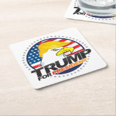 イーグル・ヘア・コースター社長のドナルド・トランプ スクエアペーパーコースター (アングル)