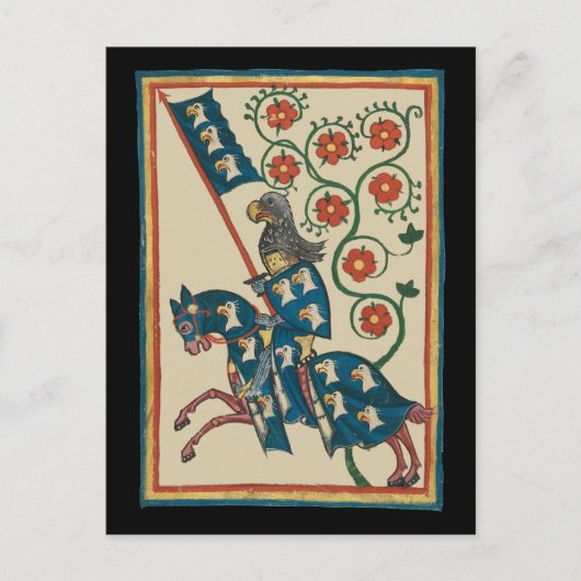 イーグル・ヘラルドライと騎士、中世14世紀 ポストカード (正面)