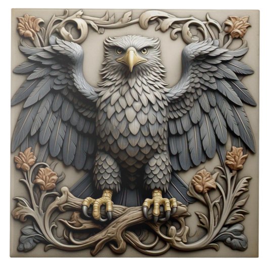 イーグル – 美術工芸品セラミックタイル タイル (正面)