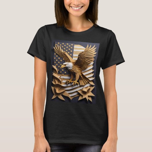 イーグル 3D ペーパーアートデザインTシャツ Tシャツ (正面)