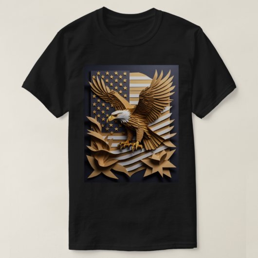 イーグル 3D ペーパーアート デザイン Tシャツ (デザイン正面)