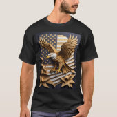 イーグル 3D ペーパーアート デザイン Tシャツ (正面)