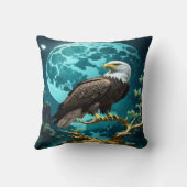 イーグルPerched on Golden Tree Branch at Night クッション (裏面)