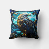 イーグルPerched on Tree Branch at Night クッション (裏面)