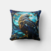 イーグルPerched on Tree Branch at Night クッション (正面)