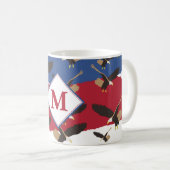 イーグルUSA愛国米国国旗のモノグラム コーヒーマグカップ (正面右)