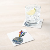 イーサネットネットワーク接続アース スクエアペーパーコースター (インサイチュ)