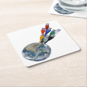 イーサネットネットワーク接続アース スクエアペーパーコースター (アングル)