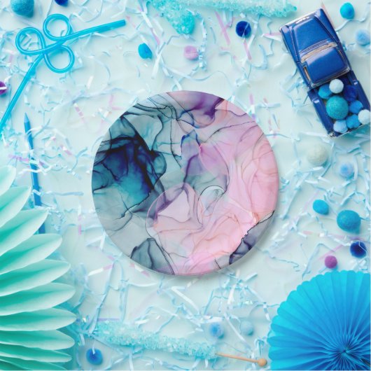 イーサリアティール（緑がかった色）&ピンクインキグラマー誕生日パーティー ペーパープレート (パーティー)