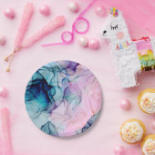 イーサリアティール（緑がかった色）&ピンクインキグラマー誕生日パーティー ペーパープレート (パーティー)