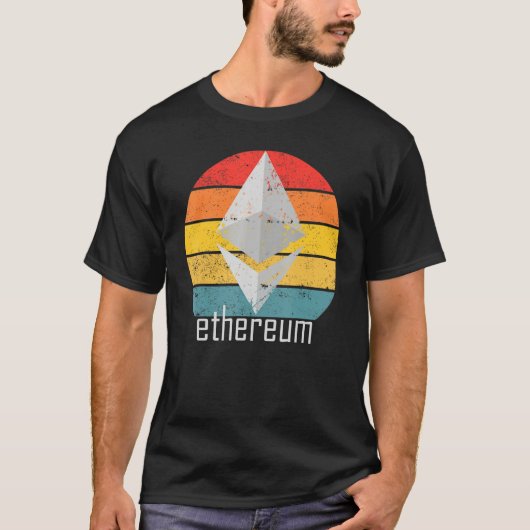 イーサリアム 日没 暗号通貨 Eth ディストレスド 暗号 Tシャツ (正面)