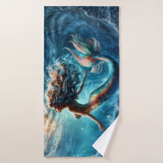 イーサリア水中競技マーメイド美しいイン深いブルー バスタオル (バスタオル)