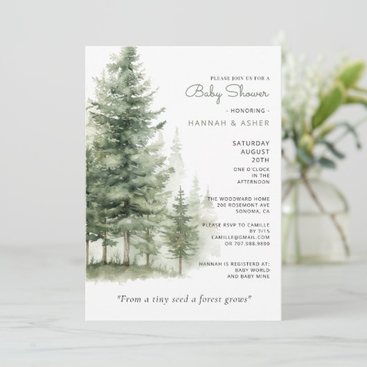 イーサリーウォーター色の森ウッドランドベビーシャワー 招待状 (スタンド正面)