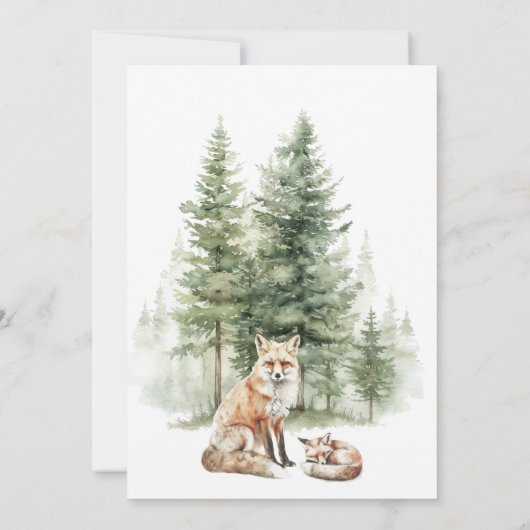 イーサリーウォーター色の森ウッドランドベビーシャワー 招待状 (裏面)