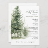 イーサリーウォーター色の森ウッドランドベビーシャワー 招待状 (正面/裏面)