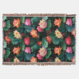 イーサリーピンク蓮の花アールヌーボーインスパイア スローブランケット