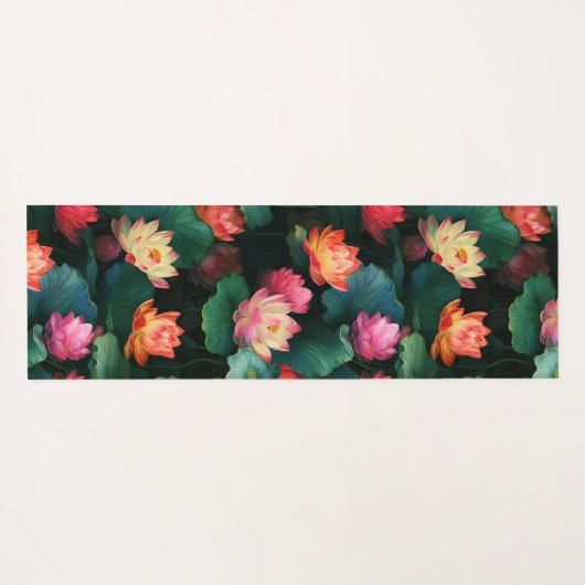 イーサリーピンク蓮の花アールヌーボーインスパイア ヨガマット (裏面(横))