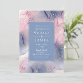 イーサリーペリウィンクルピンク金ゴールドインクイ結婚ファンタジー 招待状 (スタンド正面)