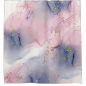 イーサリーペリウィンクルピンク&金ゴールドインキーファンタジーグラム シャワーカーテン (正面)