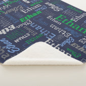 イーサンパーソナライズされた名緑の青い灰色の毛布 シェルパブランケット (3/4)