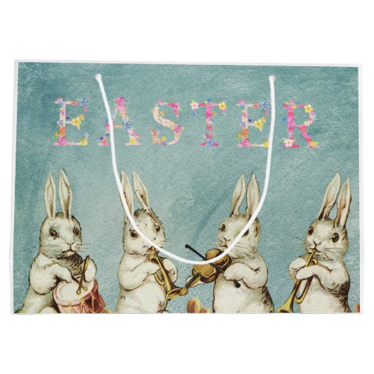 イーサーウサギヴィンテージ素晴らし写真 ラージペーパーバッグ (裏面)