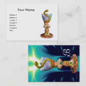 イージア薬局モノグラムティール（緑がかった色）ブルーホワイトのボウル 名刺 (正面/裏面)