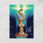 イージア薬局モノグラムティール（緑がかった色）ブルーホワイトのボウル 名刺 (裏面)