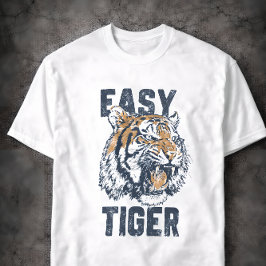 イージー・タイガー 楽しい表現の野生動物イラスト Tシャツ