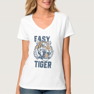 イージー・タイガー 楽しい表現 野生動物のイラスト Tシャツ