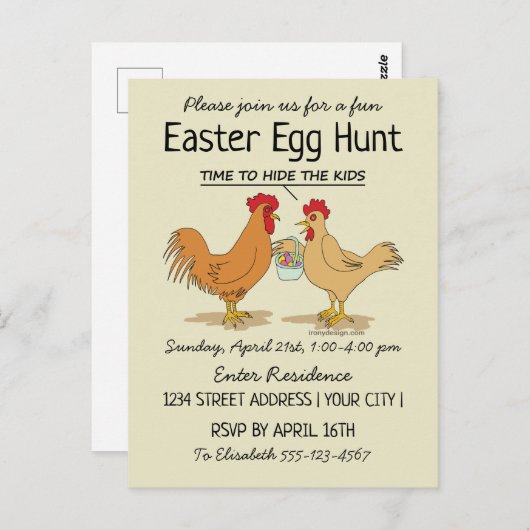 イースおもしろいターエッグ狩り招待状 ポストカード (正面/裏面)