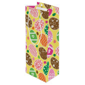 イースカラフルターエッグパターン黄色の背景 ワインギフトバッグ (裏面アングル)